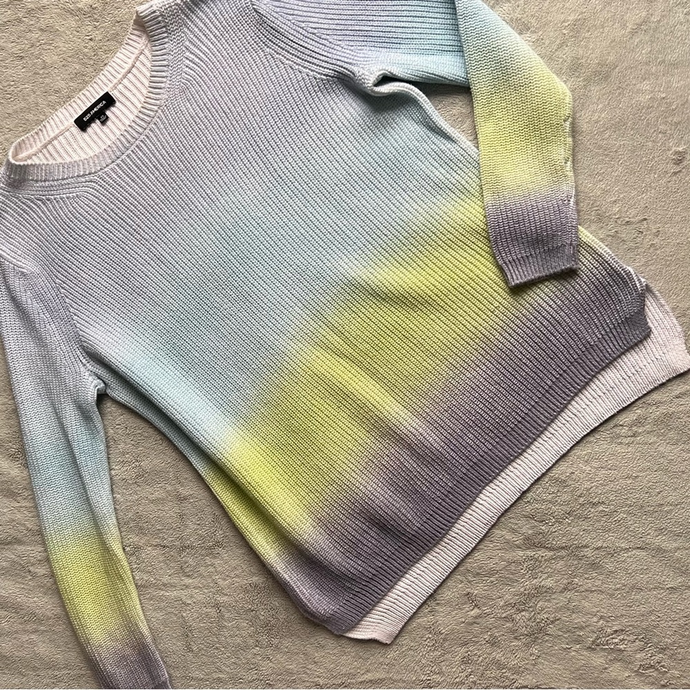 525 America Shaker Ombre Pastel Pullover Knit Sweater Blue Mist XS